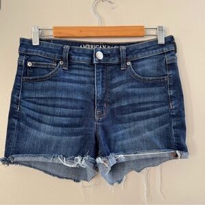 AE American Eagle Hi Rise Shortie Cut Off Jean Shorts size 10
